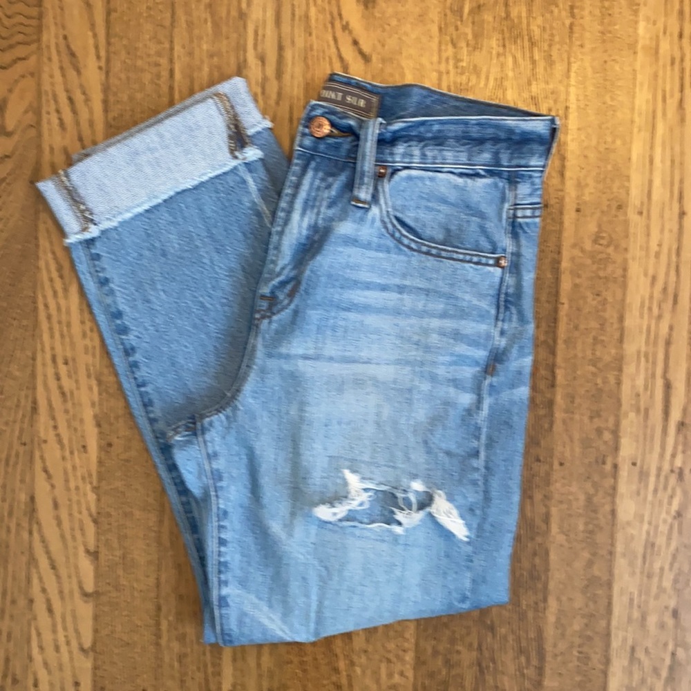 Point Sur by JCrew High rise Distressed Straight Leg Crop Denim